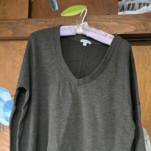 Women's Standard James Perse V Neck Long Sleeve Knit tunic size 4 Olive Heather.